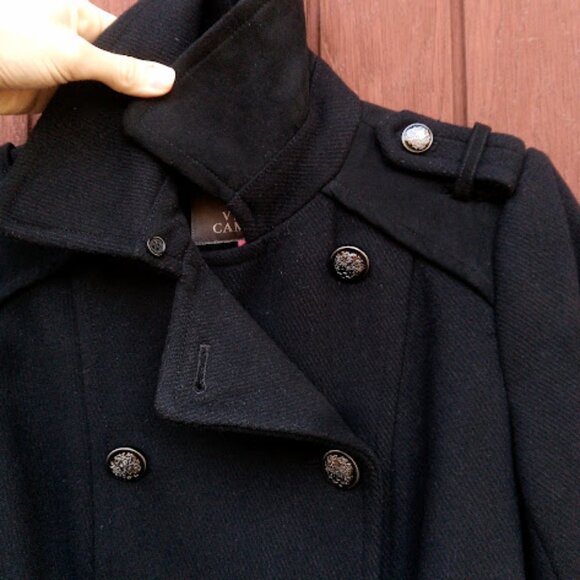 VINCE CAMUTO | Double Breasted Wool Blend Belted Heavy Trench Coat Winter Jacket - Picture 11 of 16